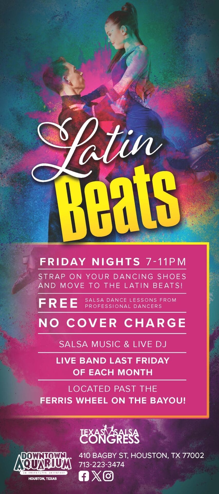 Free Salsa Lesson at Latin Beats Downtown Aquarium Houston Cultural